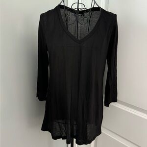 NWOT Lauren Moshi Basic Black Quarter Length Sleeve Tee Size Small💕